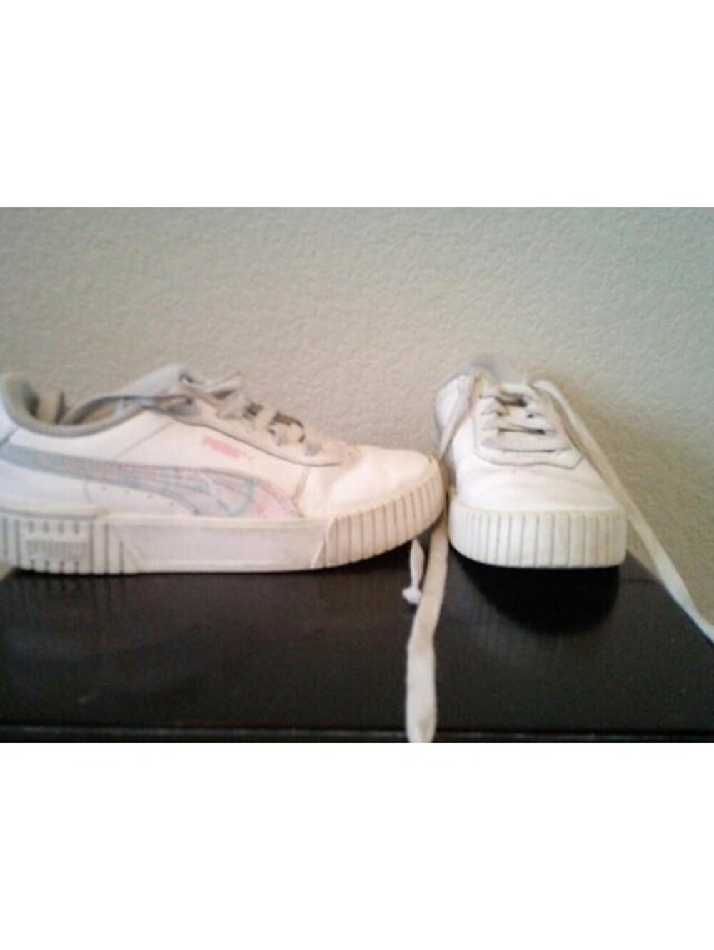 Kids Puma white lace-up sneakers